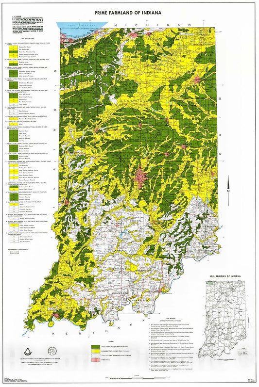 Historic Map : 1977 Prime Farmland in Indiana : Vintage Wall Art