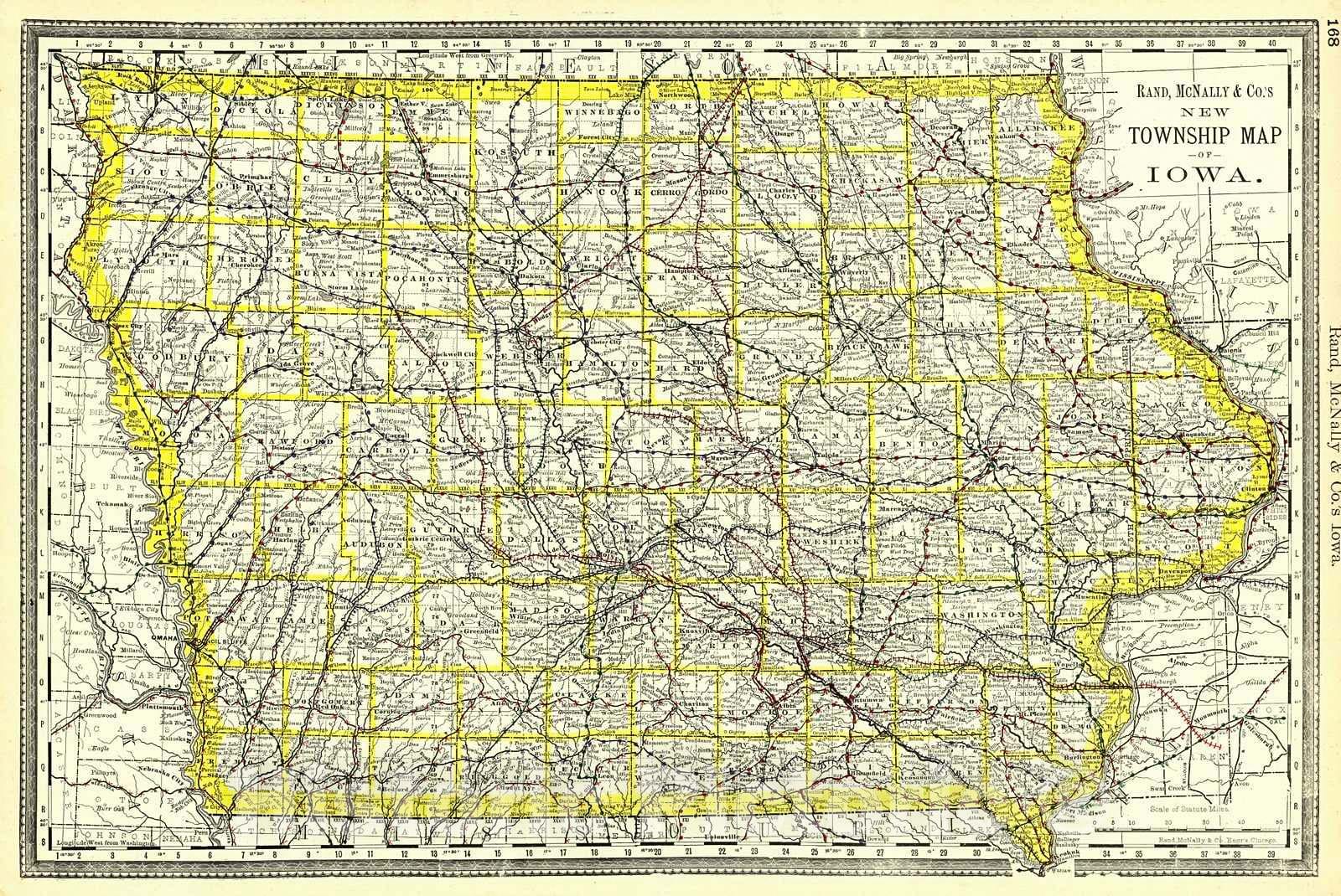Historic Map : 1889 Iowa : Vintage Wall Art