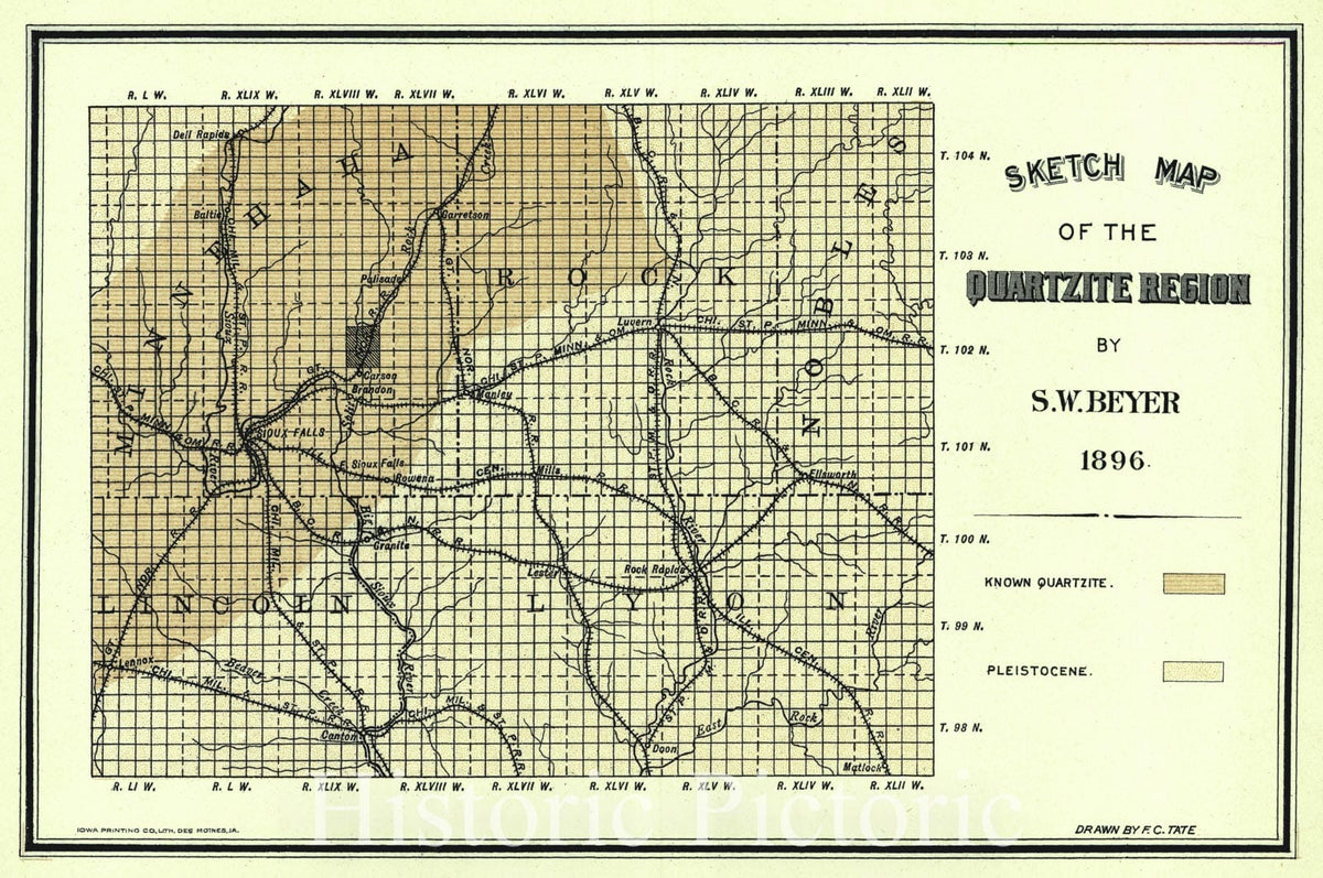 Historic Map : 1897 Sketch Map of the Quartzite Region : Vintage Wall Art