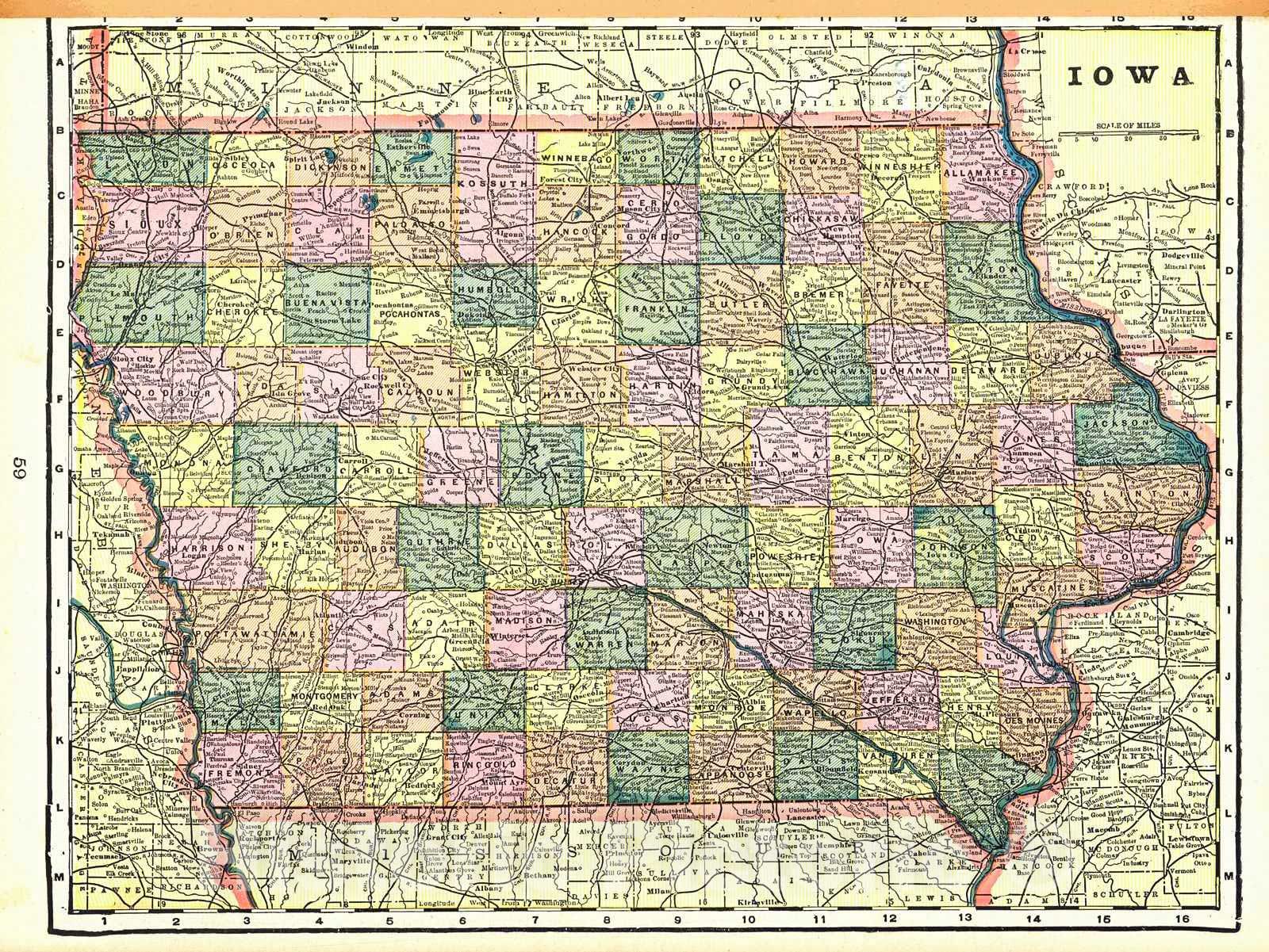 Historic Map : 1898 Iowa : Vintage Wall Art