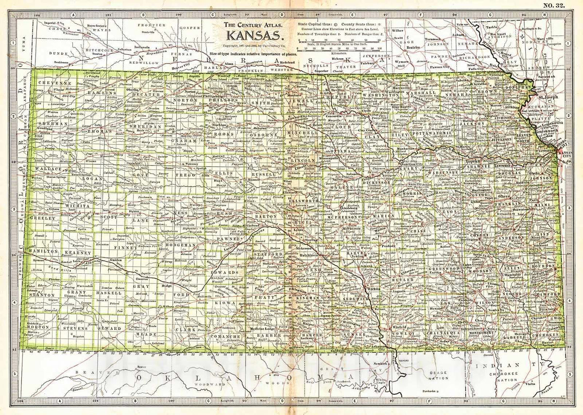 Historic Map : 1902 Kansas : Vintage Wall Art