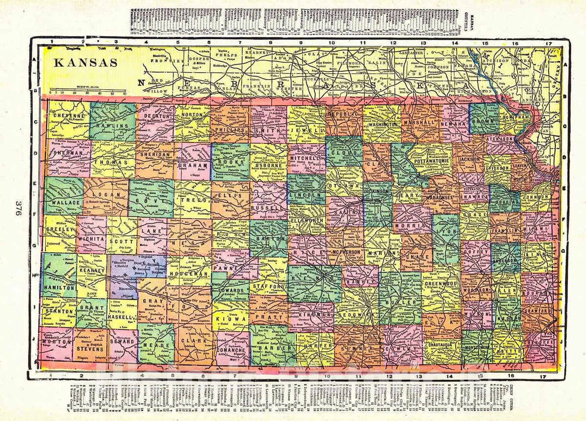 Historic Map : 1905 Kansas : Vintage Wall Art