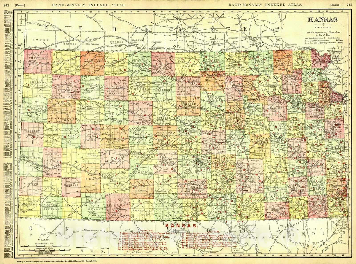 Historic Map : 1906 Kansas : Vintage Wall Art