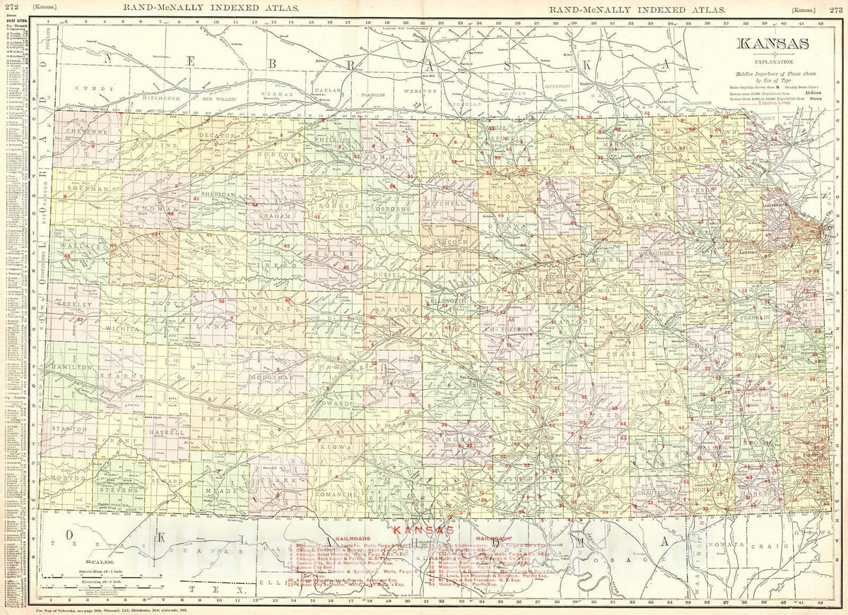 Historic Map : 1910 Kansas : Vintage Wall Art