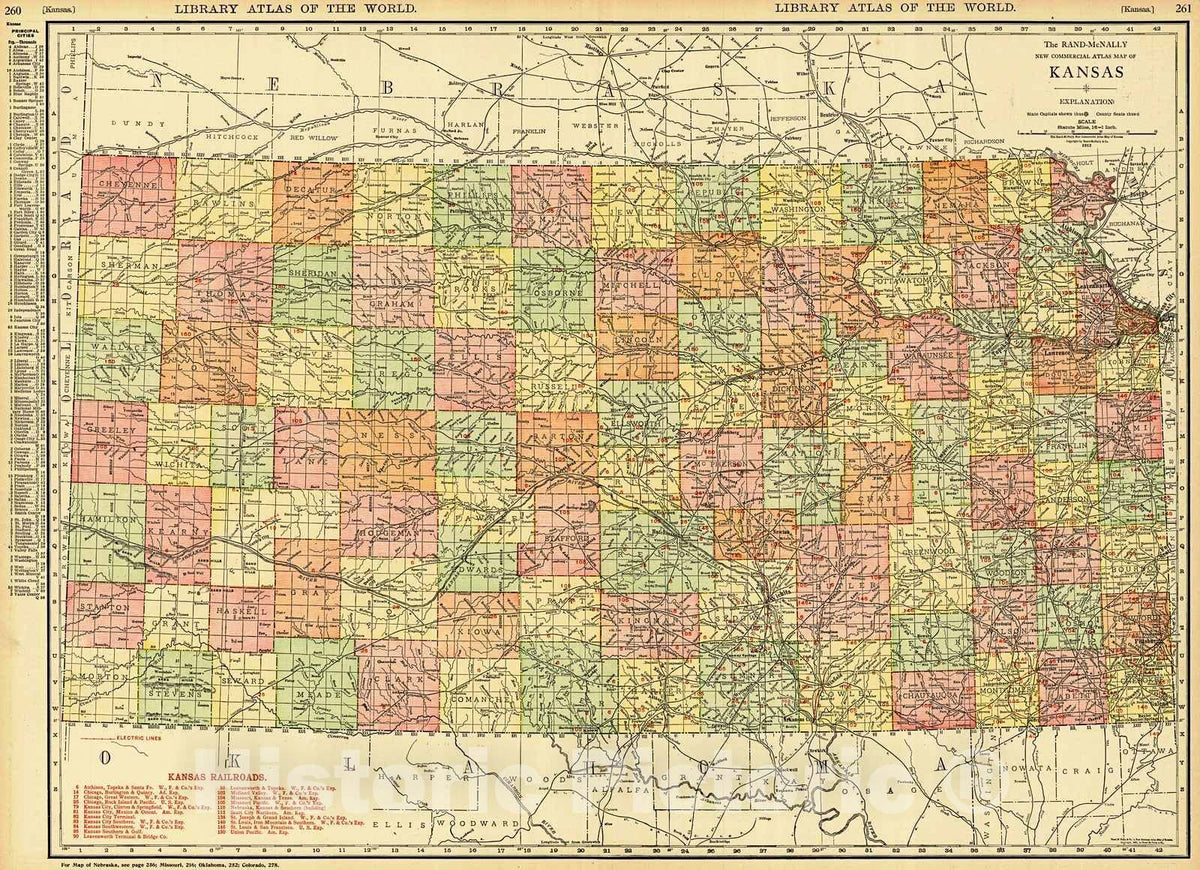 Historic Map : 1912 Kansas : Vintage Wall Art