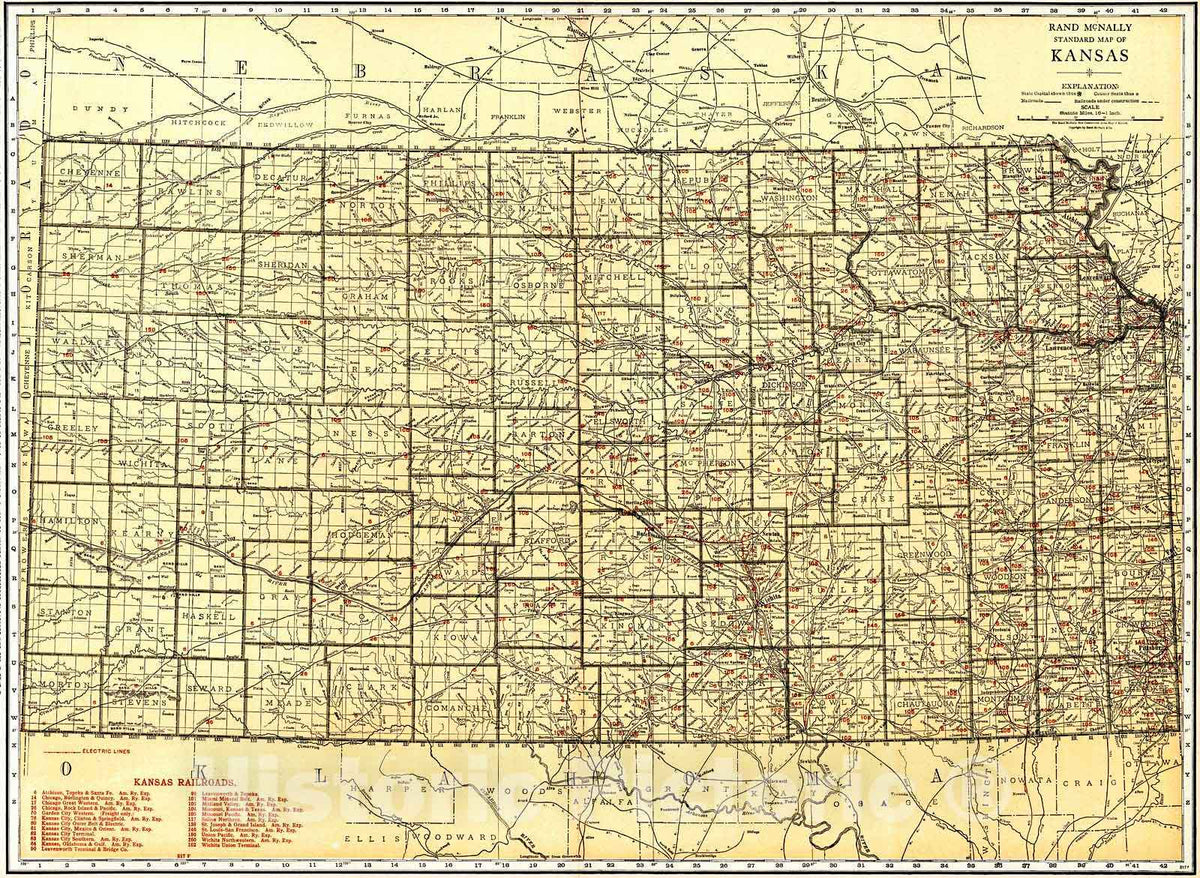 Historic Map : 1921 Kansas : Vintage Wall Art