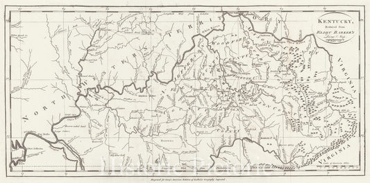 Historic Map : 1795 Kentucky, Reduced from Elihu Barker's Large Map : Vintage Wall Art