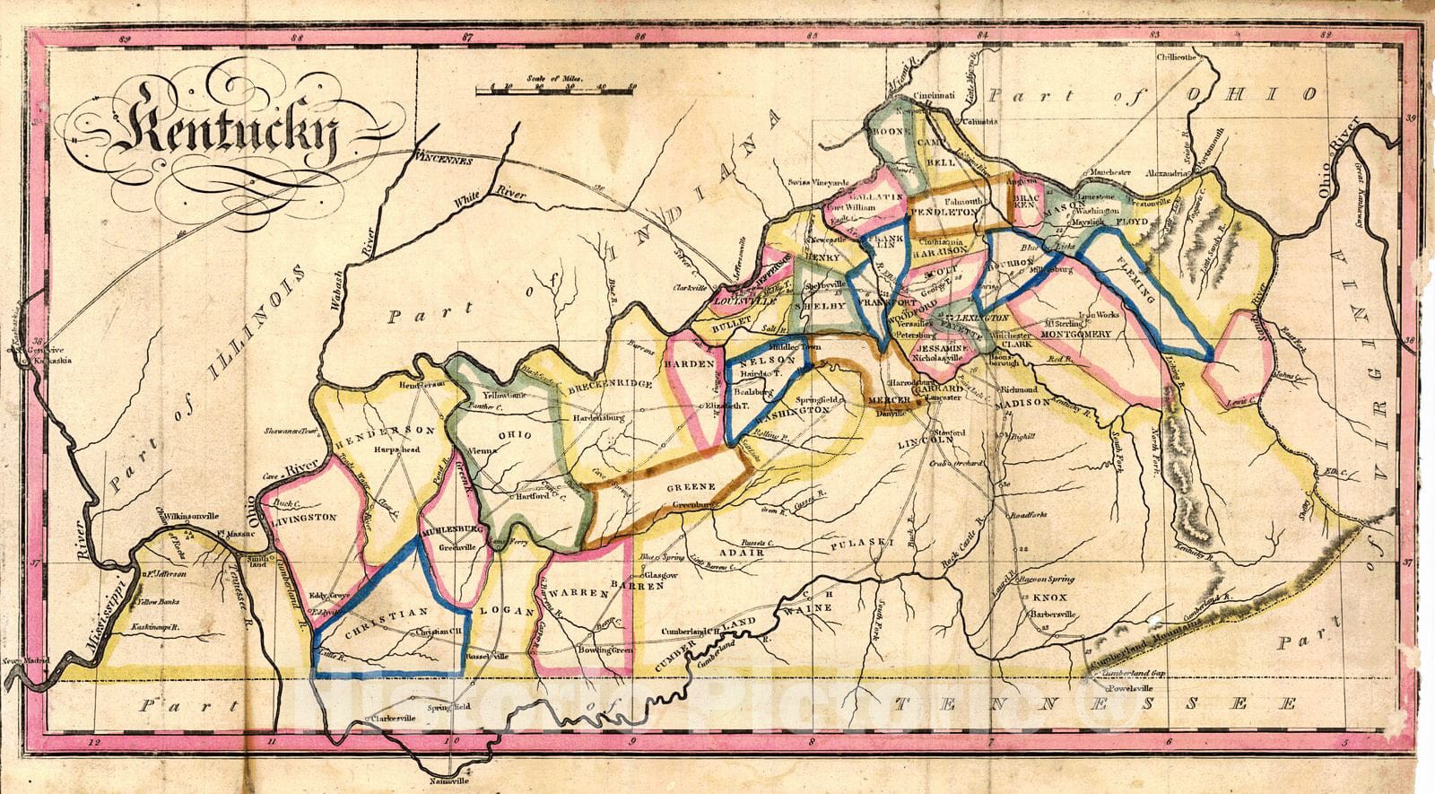 Historic Map : 1815 Kentucky : Vintage Wall Art