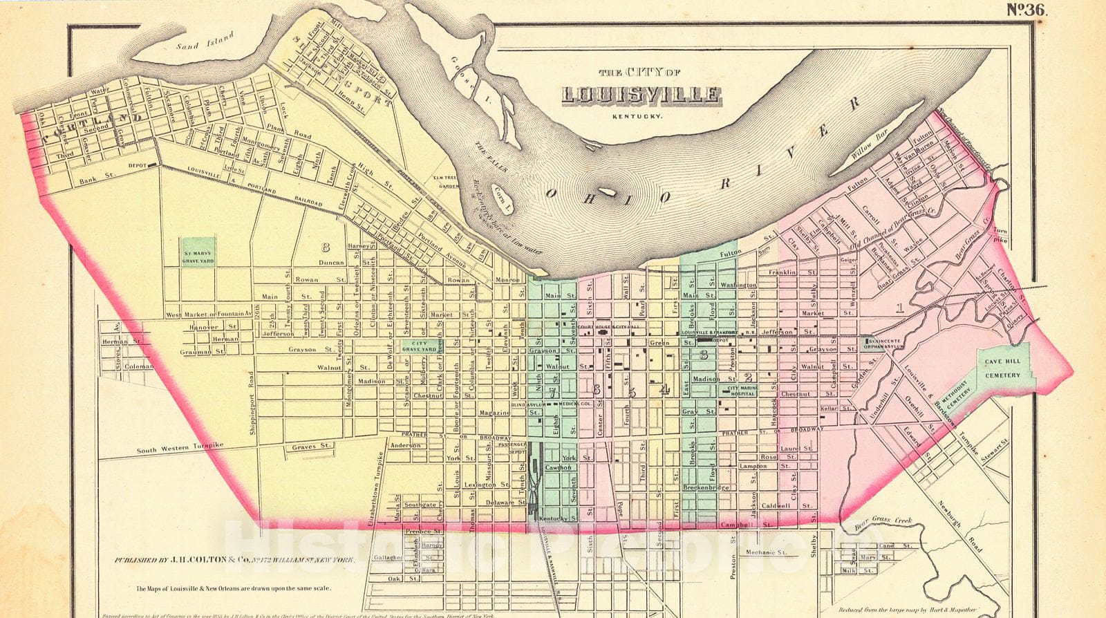 Historic Map : 1858 The City of Louisville Kentucky : Vintage Wall Art