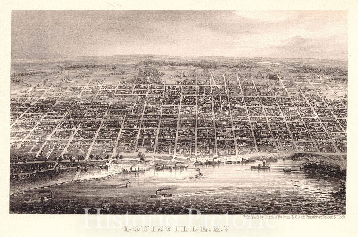 Historic Map : 1864 Louisville, K.Y. : Vintage Wall Art