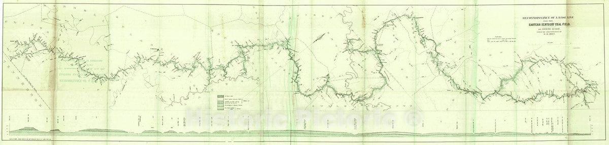 Historic Map : 1877 Reconnoissance of a baseline for the Eastern Kentucky Coal Field : Vintage Wall Art