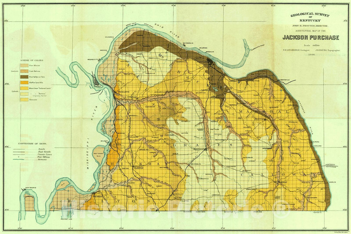 Historic Map : 1886 Agricultural Map of the Jackson Purchase  : Vintage Wall Art