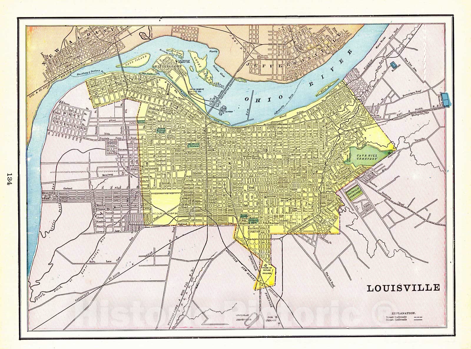 Historic Map : 1898 Louisville : Vintage Wall Art