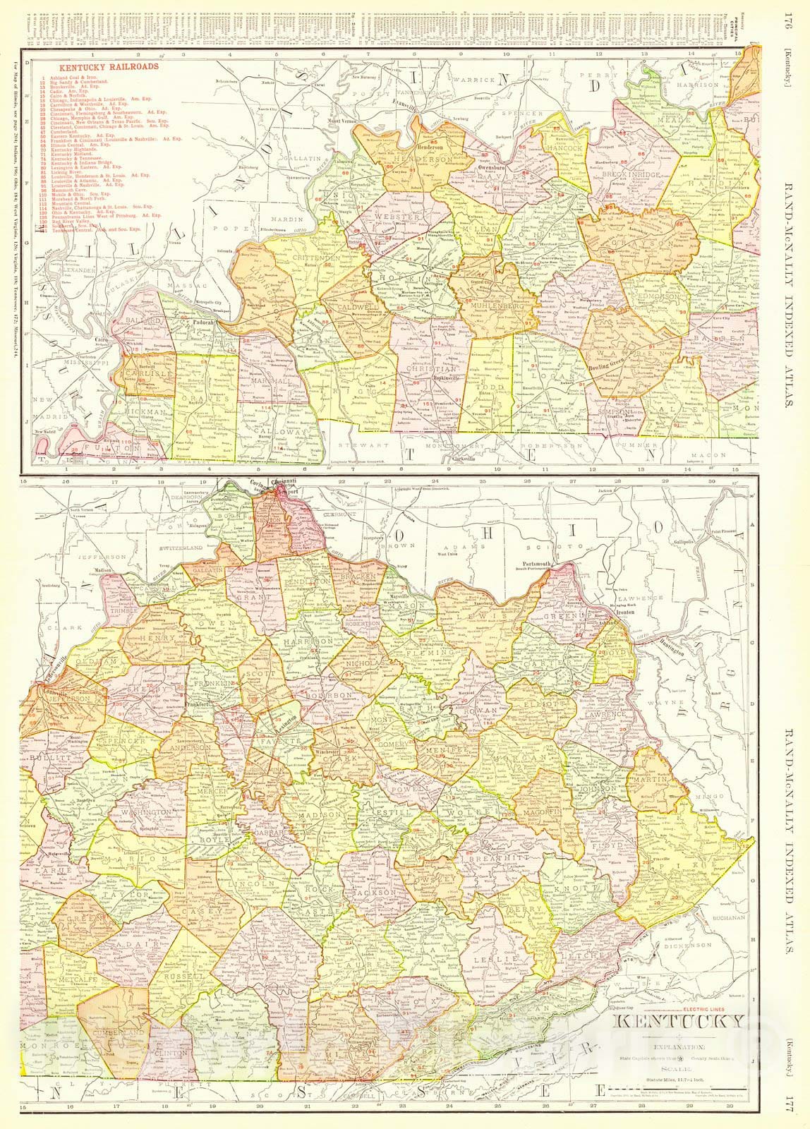 Historic Map : 1911 Kentucky : Vintage Wall Art