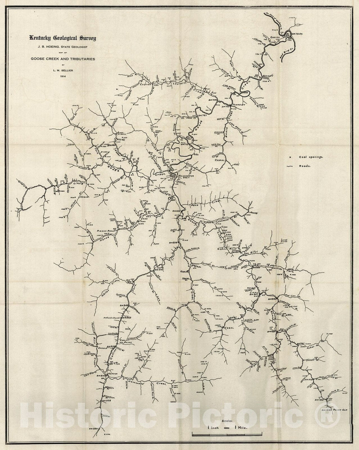 Historic Map : 1914 Goose Creek and Tributaries : Vintage Wall Art