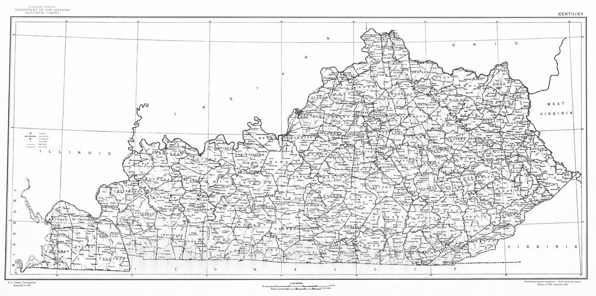 Historic Map : 1918 Kentucky : Vintage Wall Art