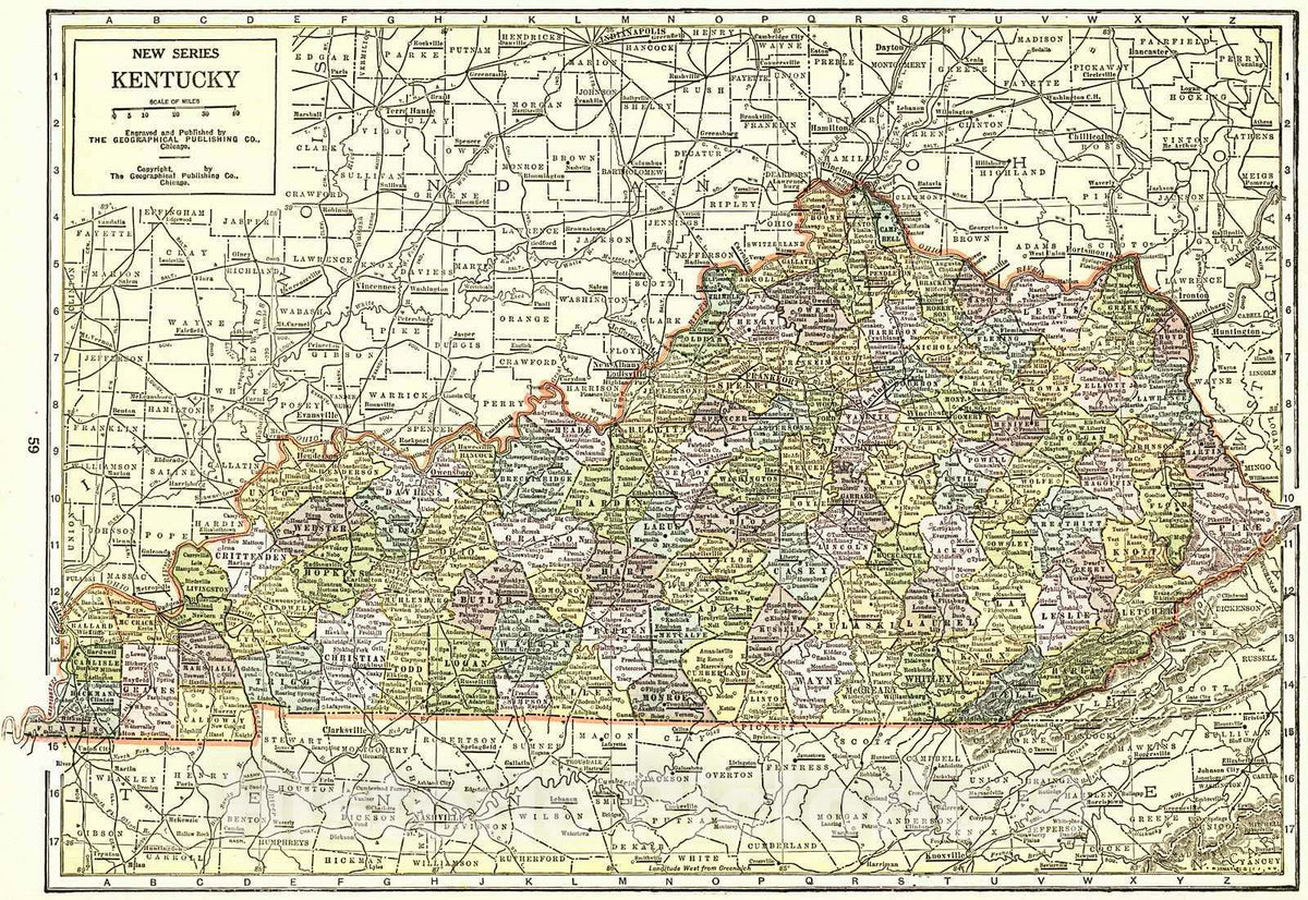 Historic Map : 1922 Kentucky : Vintage Wall Art