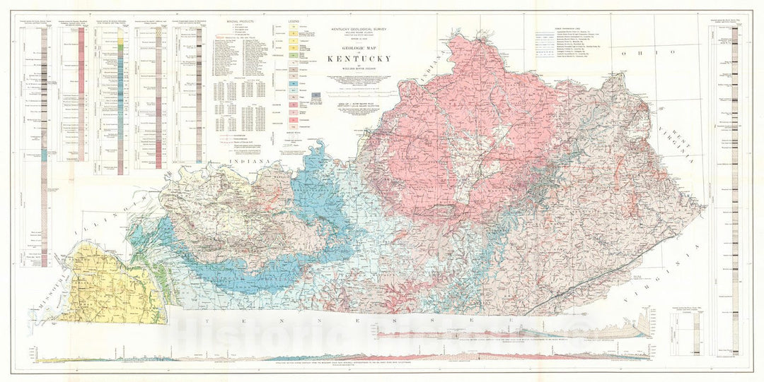 Historic Map : 1929 Geologic Map of Kentucky : Vintage Wall Art