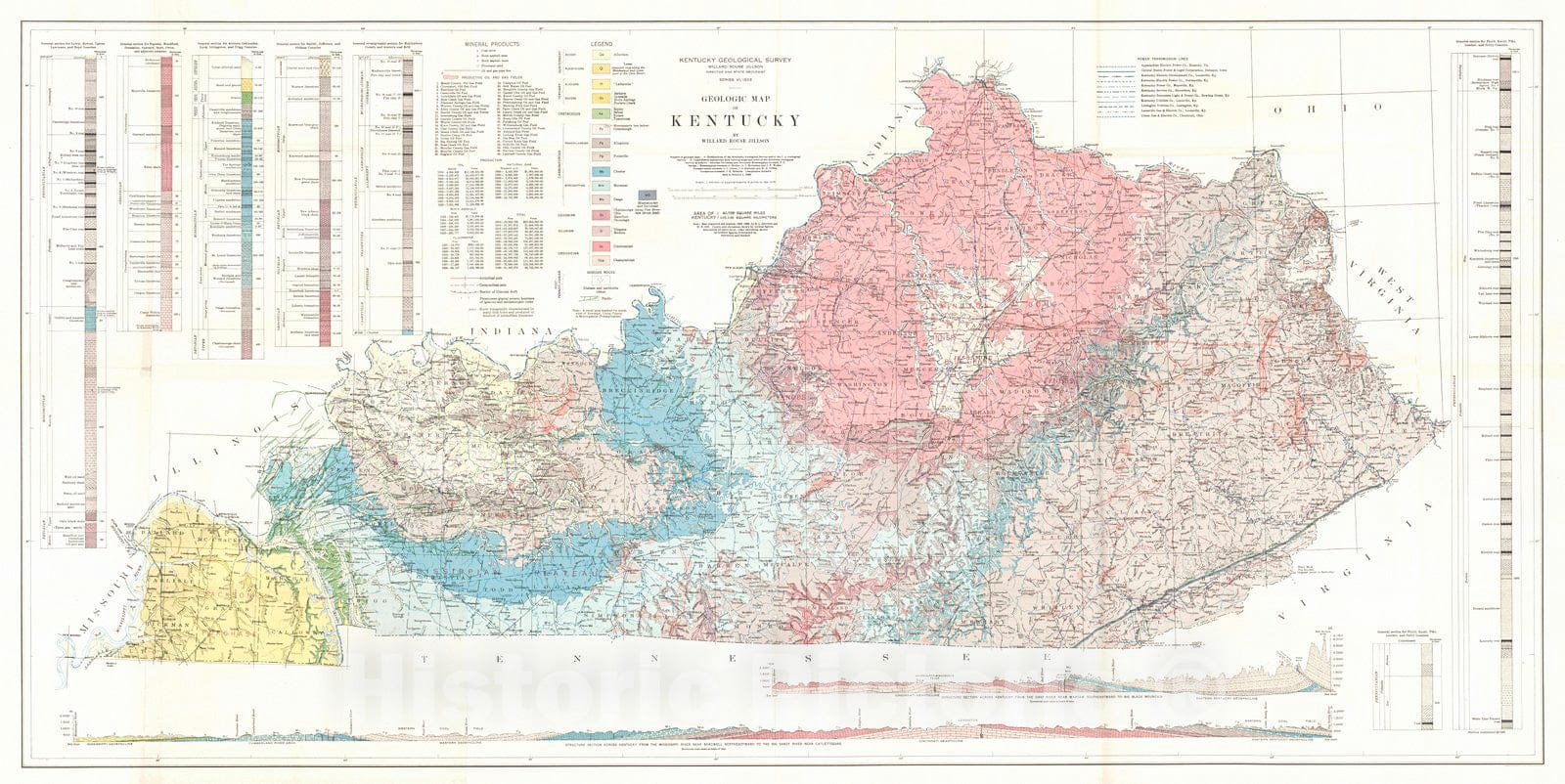 Historic Map : 1929 Geologic Map of Kentucky : Vintage Wall Art