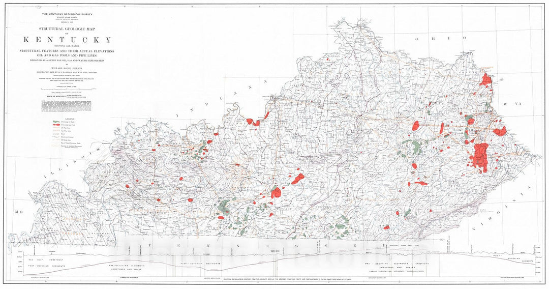 Historic Map : 1931 Structural Geologic Map of Kentucky : Vintage Wall Art