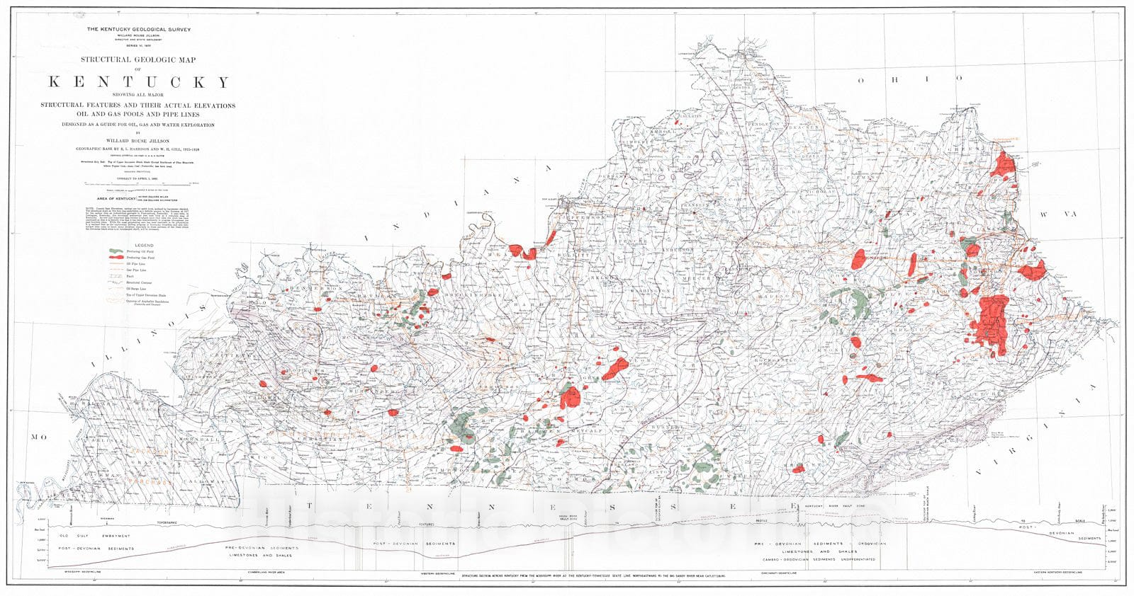 Historic Map : 1931 Structural Geologic Map of Kentucky : Vintage Wall Art