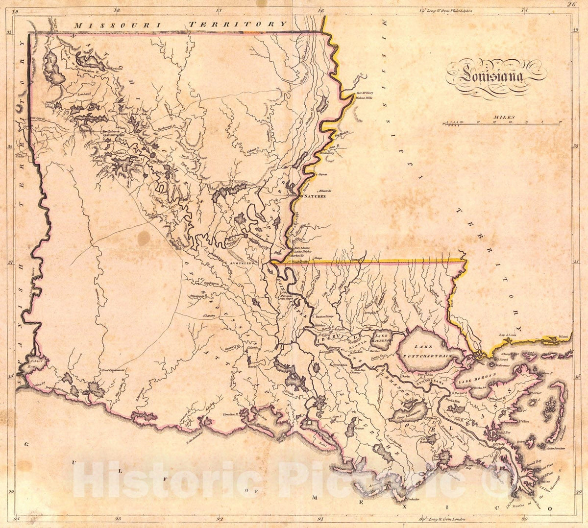 Historic Map : 1818 Louisiana : Vintage Wall Art