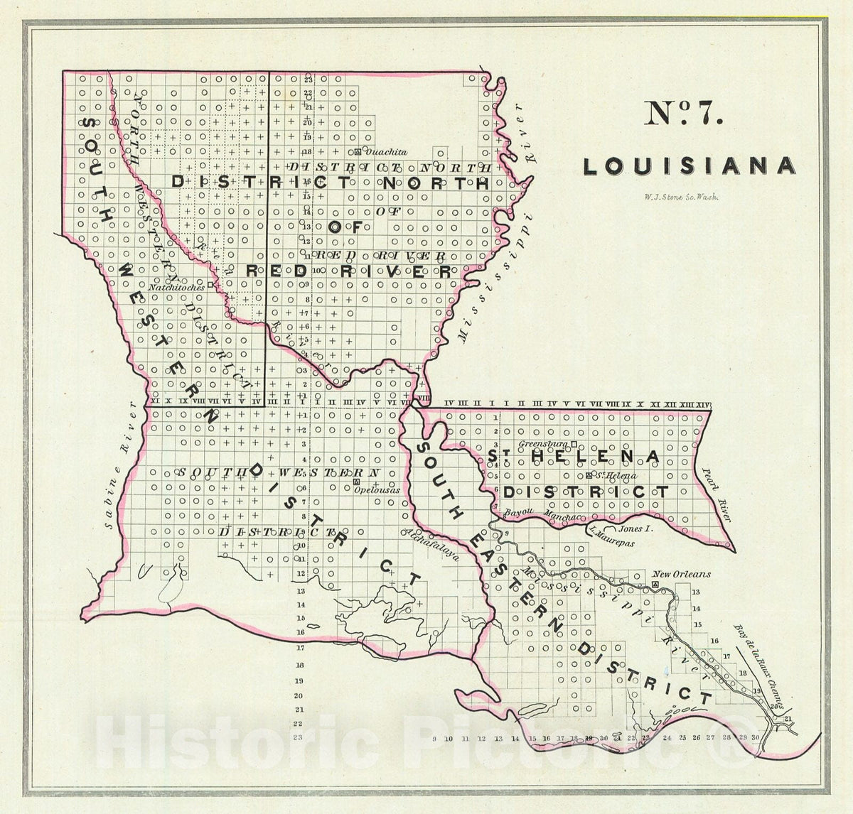 Historic Map : 1841 No. 7 Lousiana : Vintage Wall Art