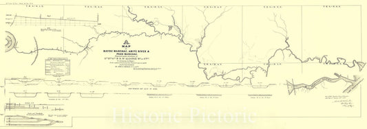 Historic Map : 1868 A Map of Bayou Manchac, Amite River and Pass Manchac : Vintage Wall Art