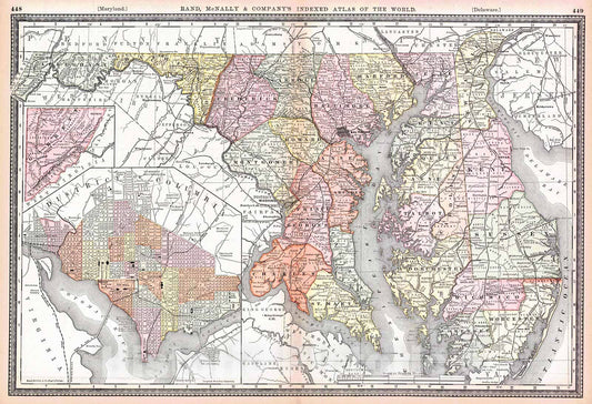 Historic Map : 1884 Maryland & Delaware : Vintage Wall Art
