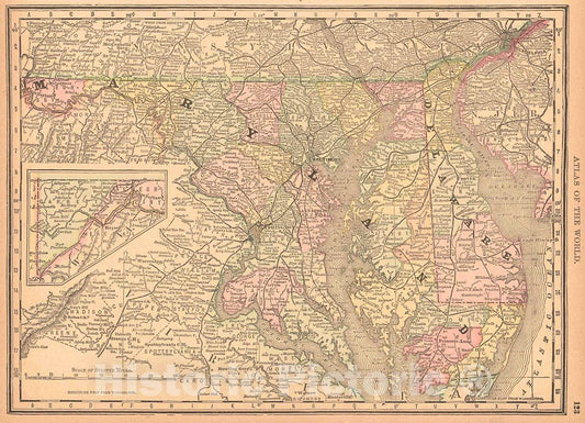 Historic Map : 1888 Maryland and Delaware : Vintage Wall Art