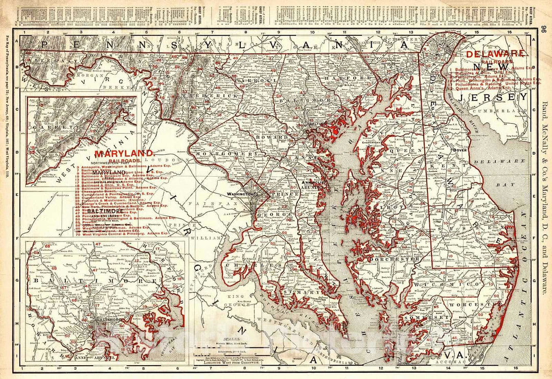 Historic Map : 1901 Maryland, D.C., and Delaware : Vintage Wall Art