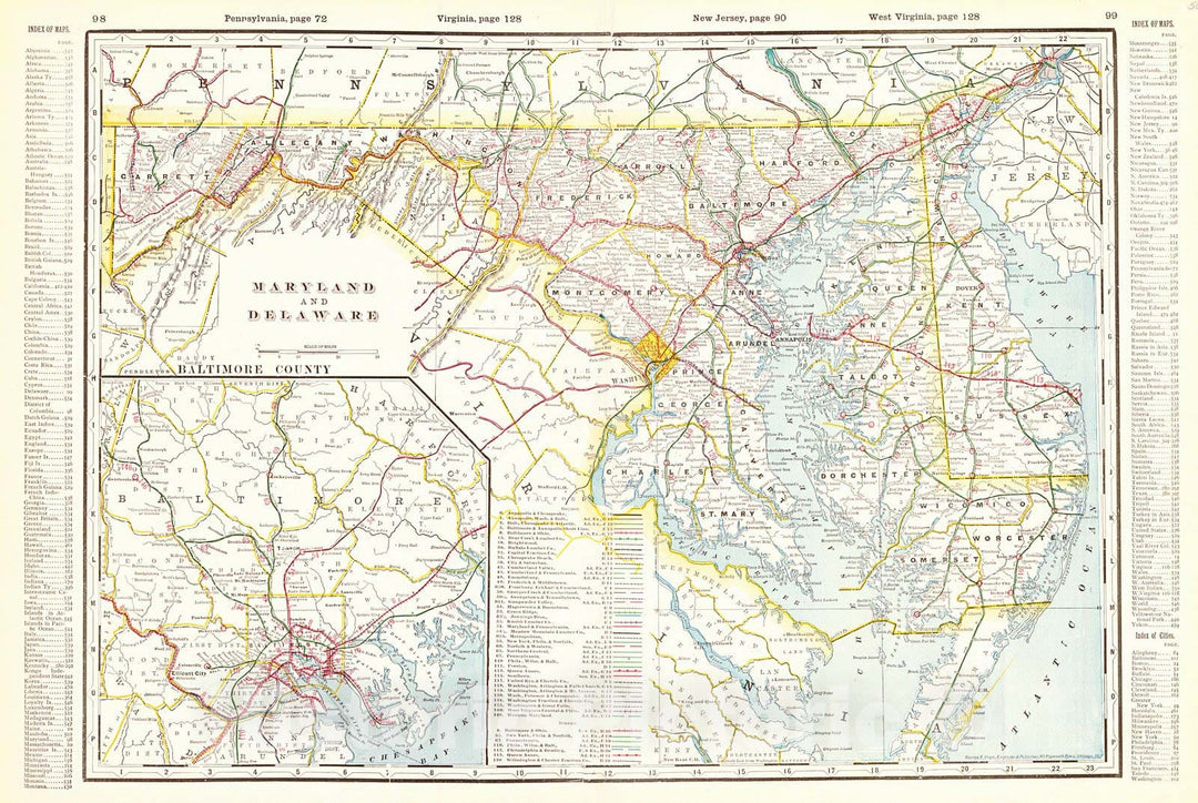 Historic Map : 1902 Maryland and Delaware : Vintage Wall Art
