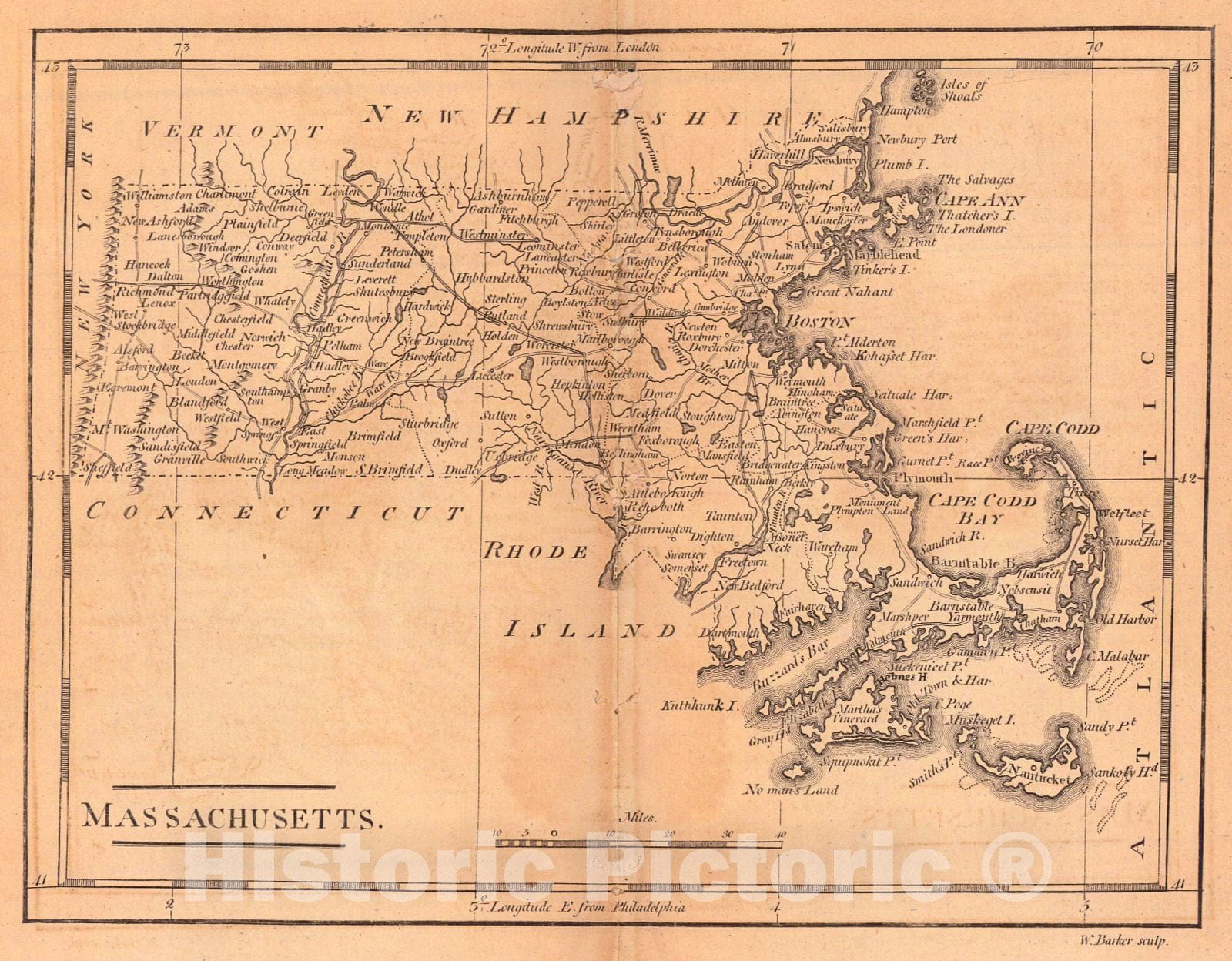 Historic Map : 1814 Massachusetts : Vintage Wall Art