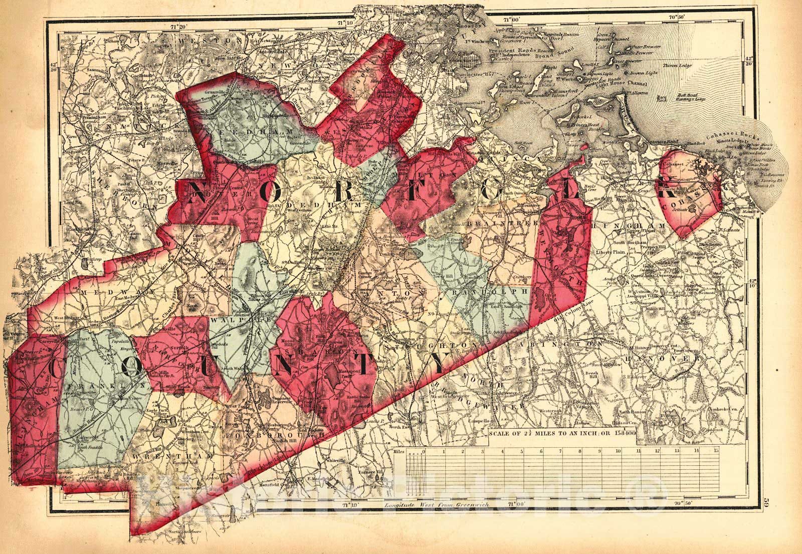 Historic Map : 1871 Essex County : Vintage Wall Art