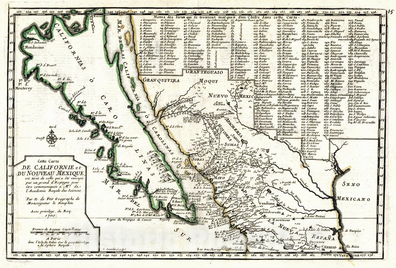 Historic Map : 1700 Cette Carte De Californie et du Nouveau Mexique : Vintage Wall Art