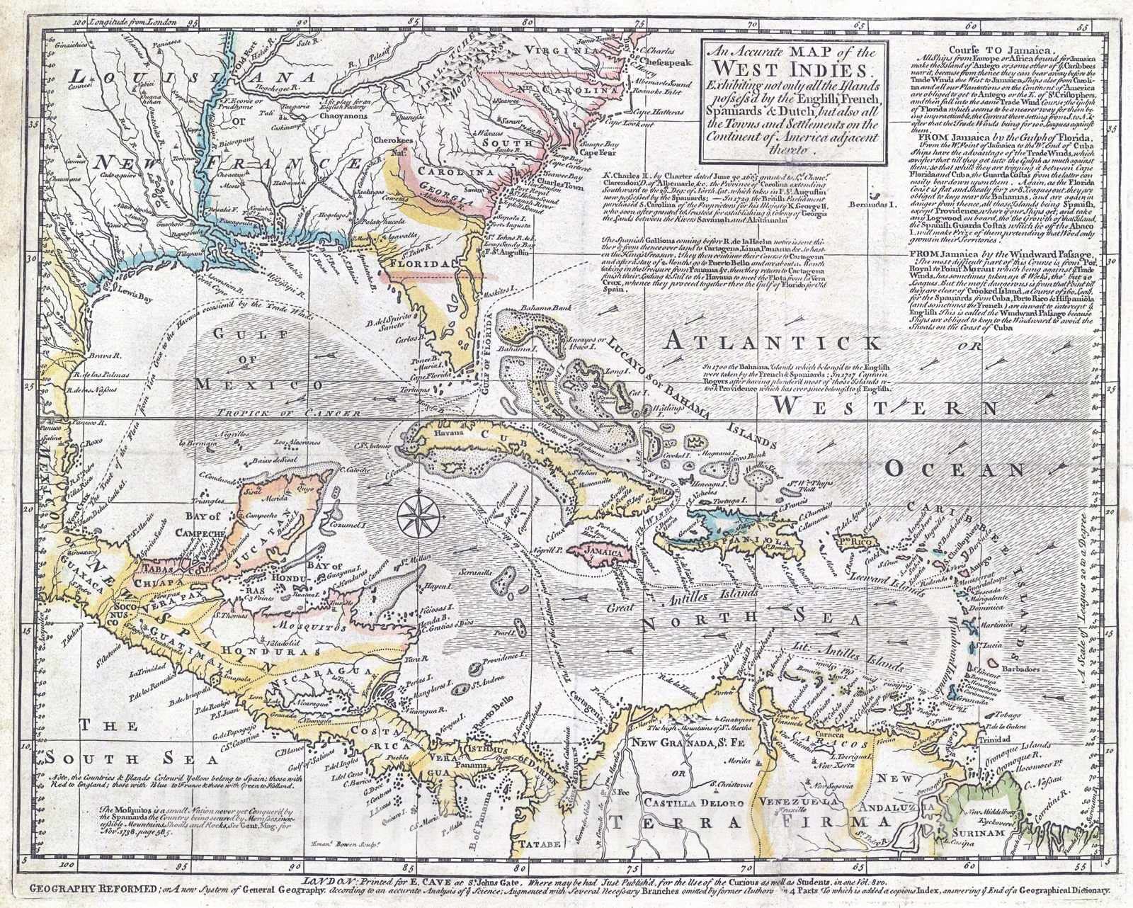 Historic Map : 1740 An Accurate Map of the West Indies : Vintage Wall Art