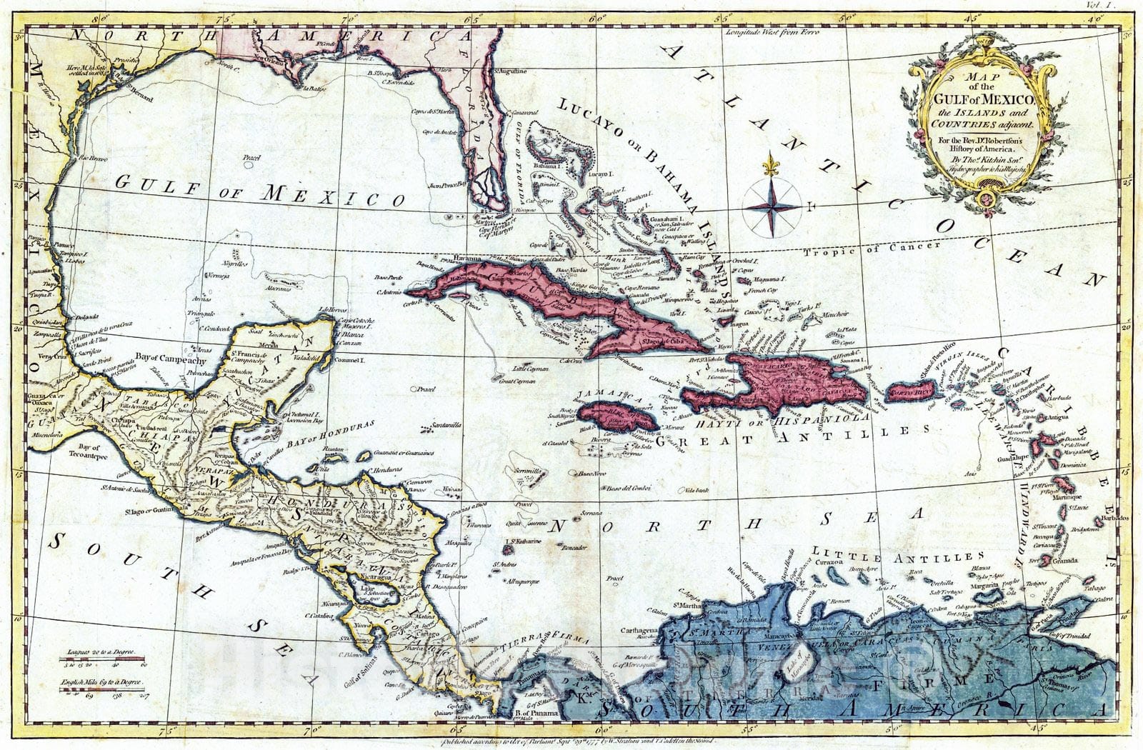 Historic Map : 1777 Map of the Gulf of Mexico, the Islands and Countries Adjacent : Vintage Wall Art