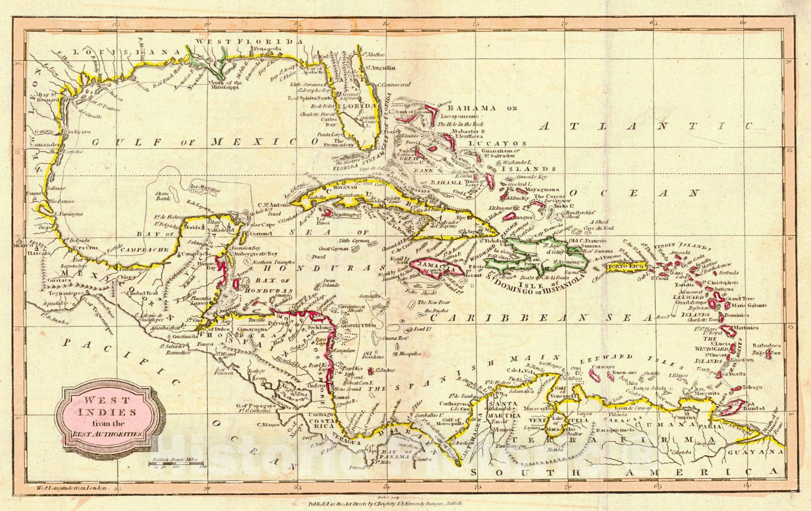 Historic Map : 1807 West Indies from the Best Authorities : Vintage Wall Art