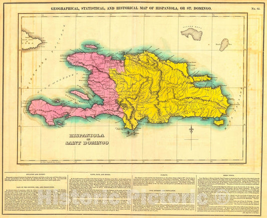Historic Map : 1825 Geographical, Statistical, and Historical Map of Hispaniola, or St. Domingo : Vintage Wall Art