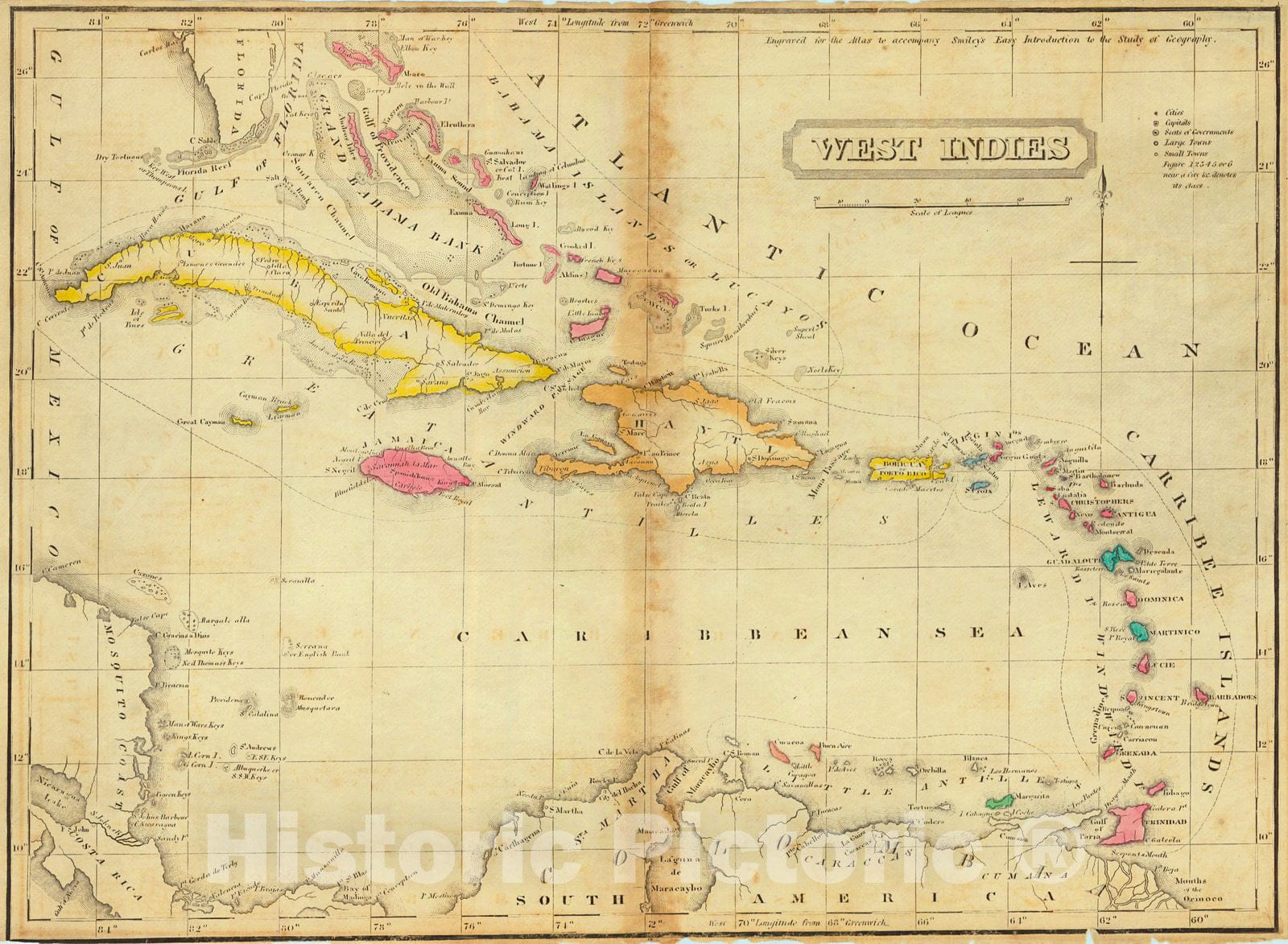 Historic Map : 1835 West Indies : Vintage Wall Art