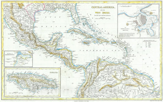 Historic Map : 1845 Central America and the West Indies from the Best Authorities : Vintage Wall Art