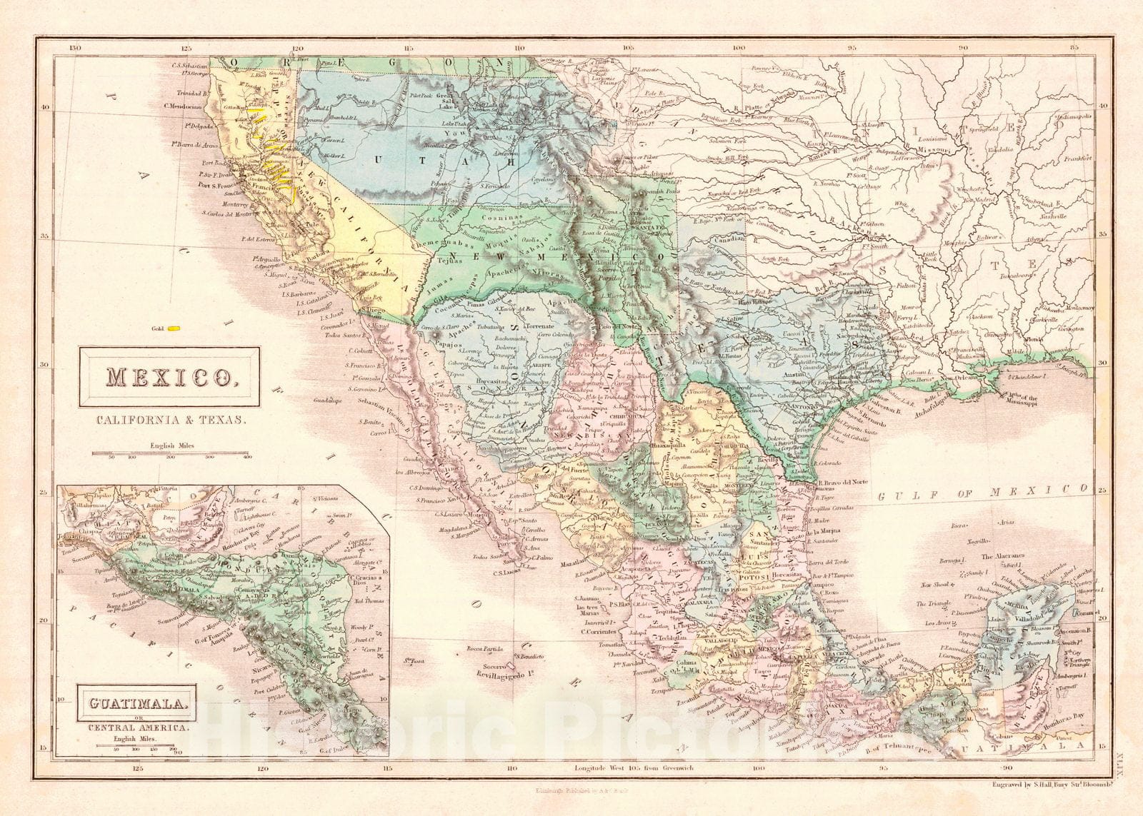 Historic Map : 1854 Mexico : Vintage Wall Art