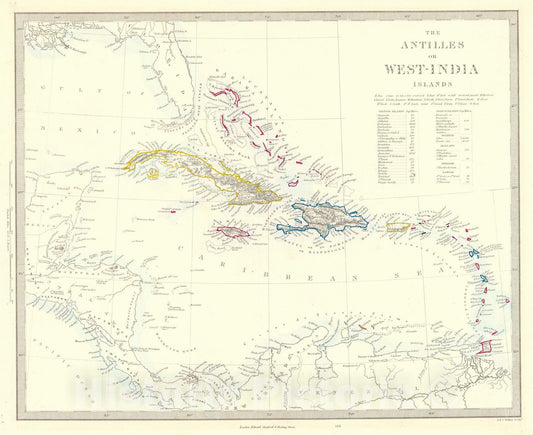 Historic Map : 1861 The Antilles or West-India Islands : Vintage Wall Art