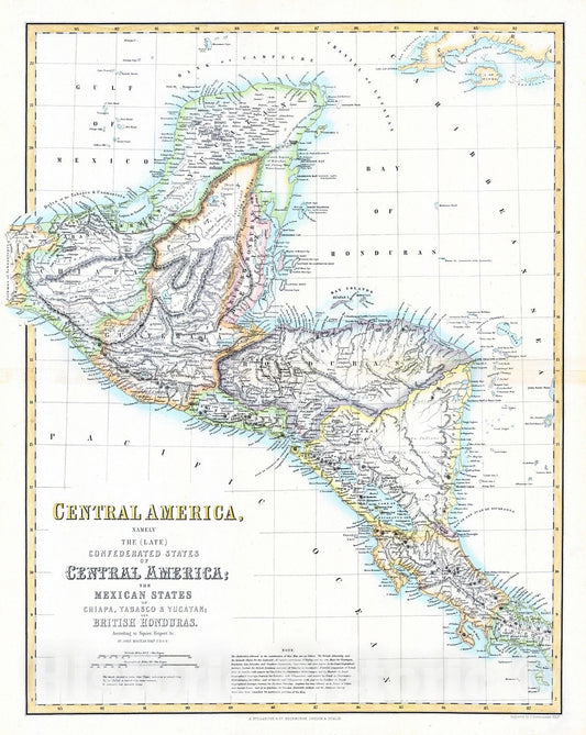 Historic Map : 1862 Central America : Vintage Wall Art