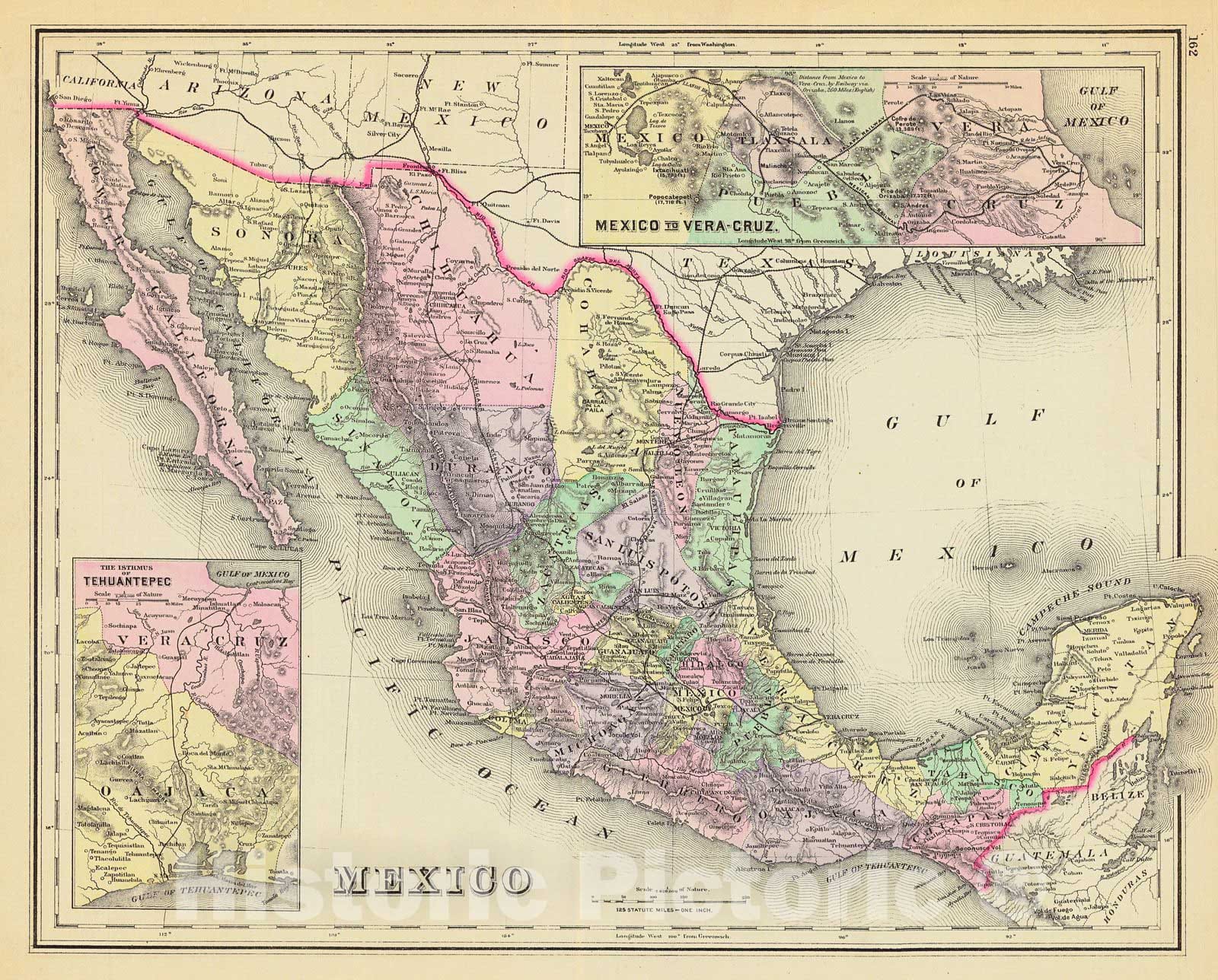 Historic Map : 1886 Mexico : Vintage Wall Art