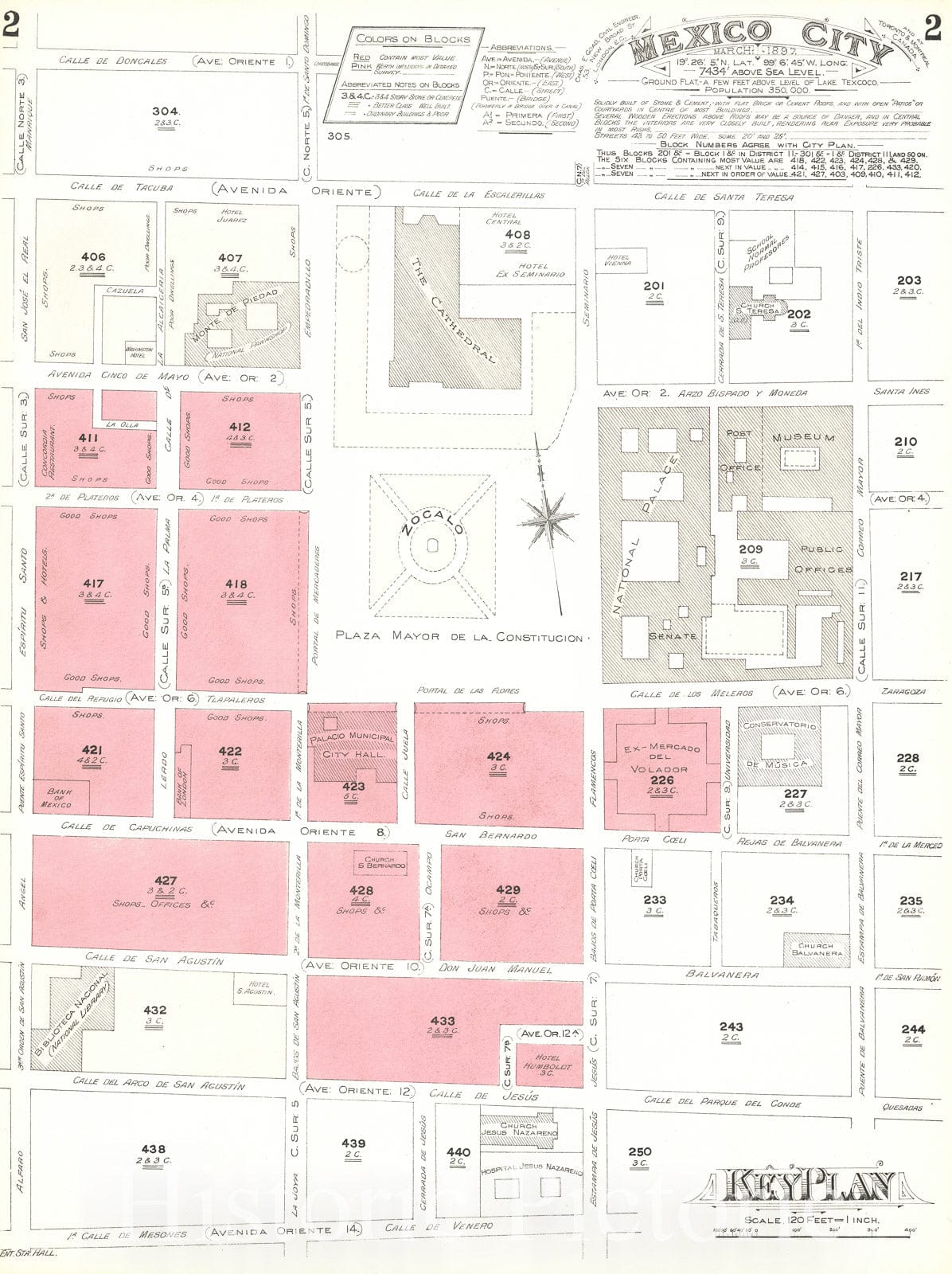 Historic Map : 1897 Mexico City : Vintage Wall Art
