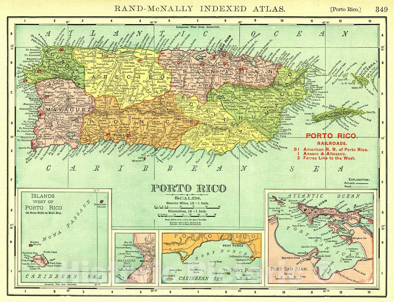 Historic Map : 1911 Porto Rico : Vintage Wall Art