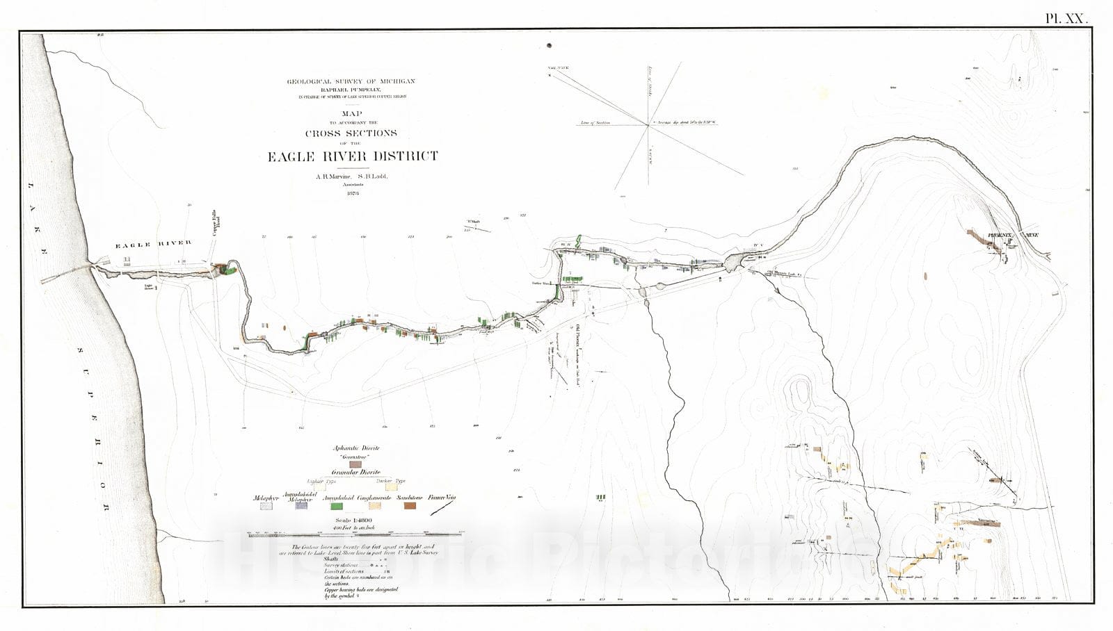 Historic Map : 1873 Map to Accompnay the Cross Sections of the Eagle River District : Vintage Wall Art