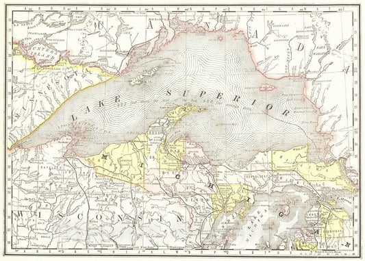 Historic Map : 1892 Michigan : Vintage Wall Art