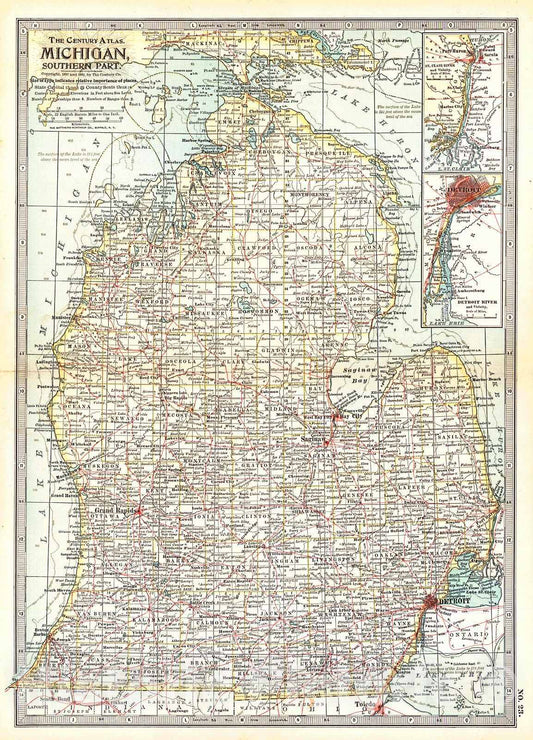 Historic Map : 1902 Michigan - Southern Part : Vintage Wall Art